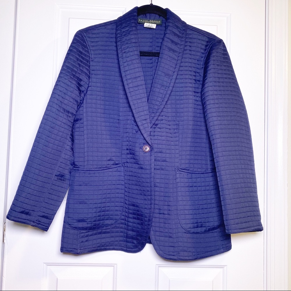Harve Benard Navy Quilted Lightweight Blazer